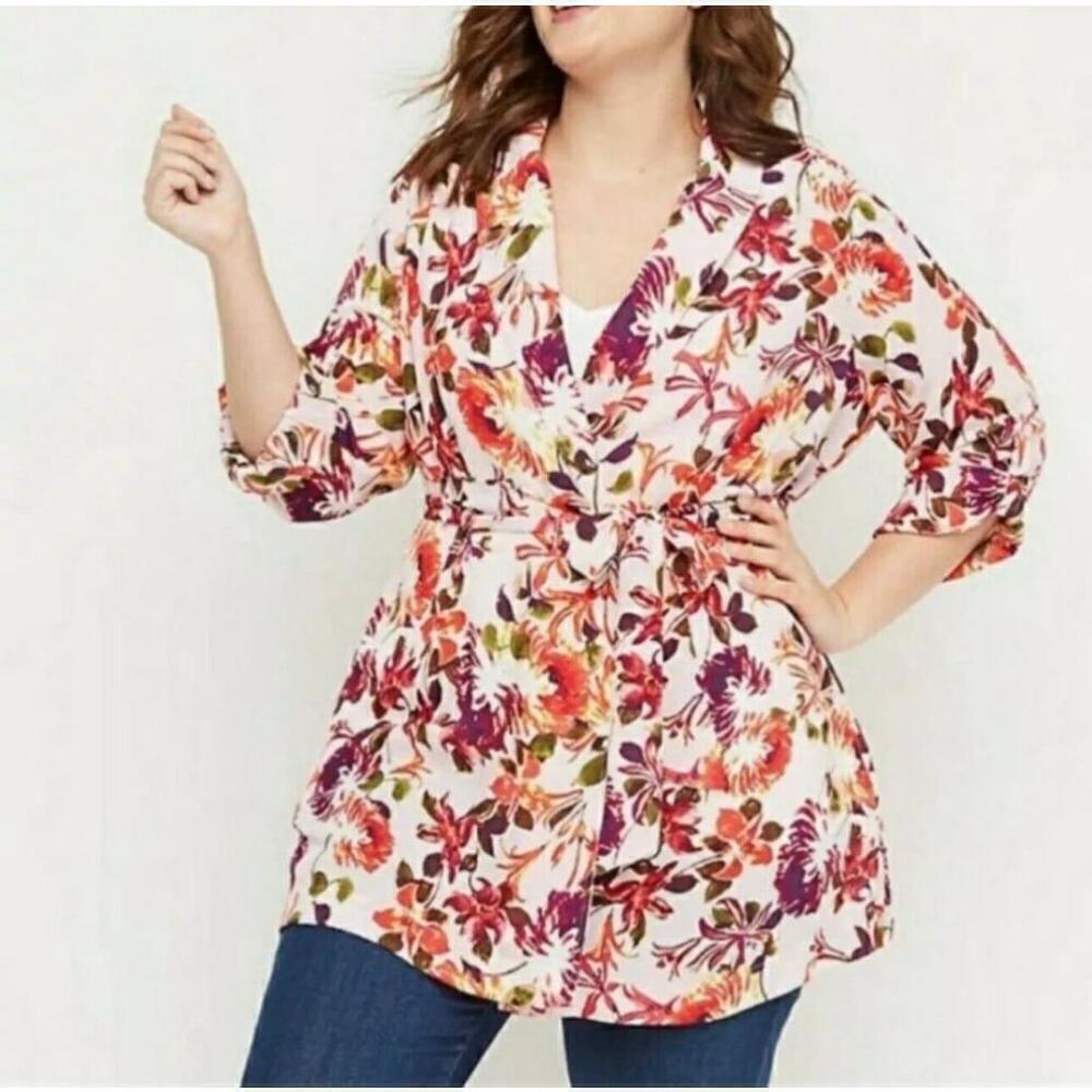 Lane Bryant Floral Kimono Top/Robe Sz 14/16 Multi-functional
